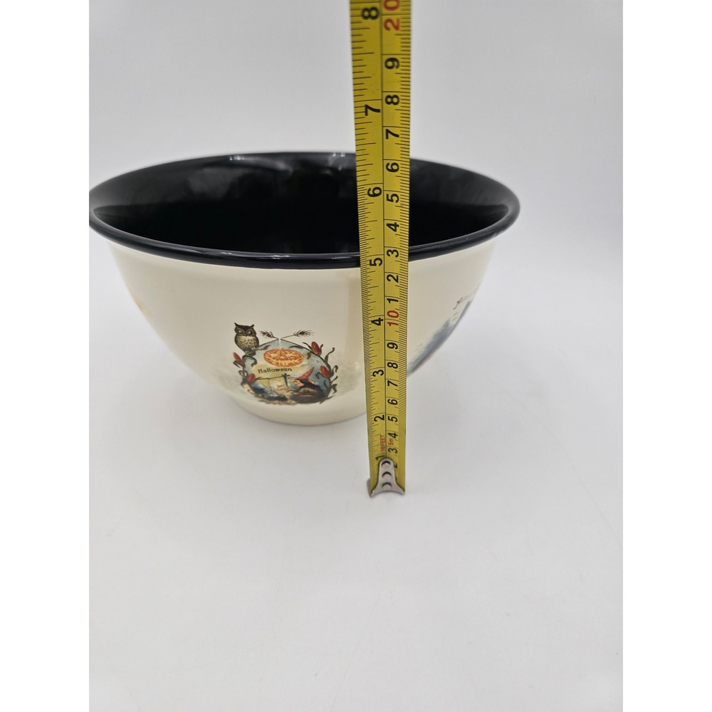 World Market Halloween Serving Bowl Black Cat Owl Boo It's Gone Vintage Style‎ - Picture 4 of 9